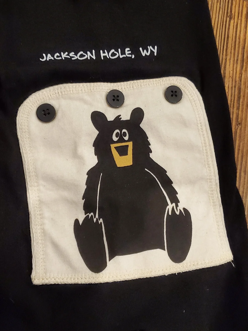 Lazy One Black and White Jackson Hole Bear Pocket Pajama Set